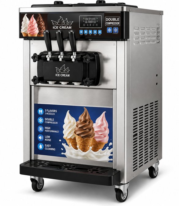 3 Nozzle Softy Ice Cream Machine -DOUBLE COMPRESSOR