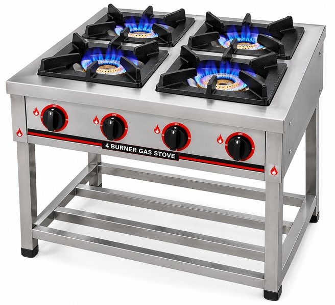 4 Burner Gas Stove with Support