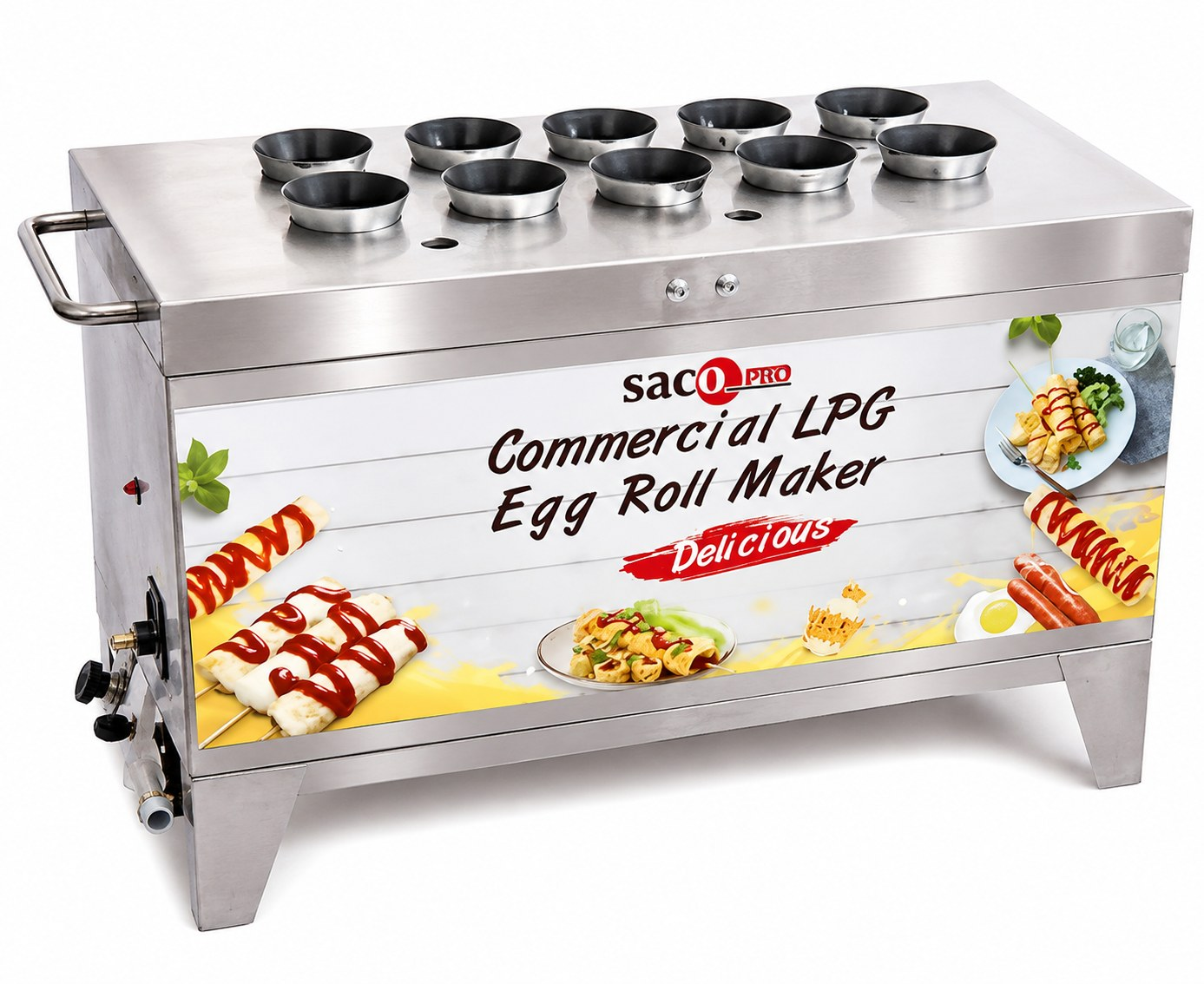 10 Molds Gas Egg Roll Machine